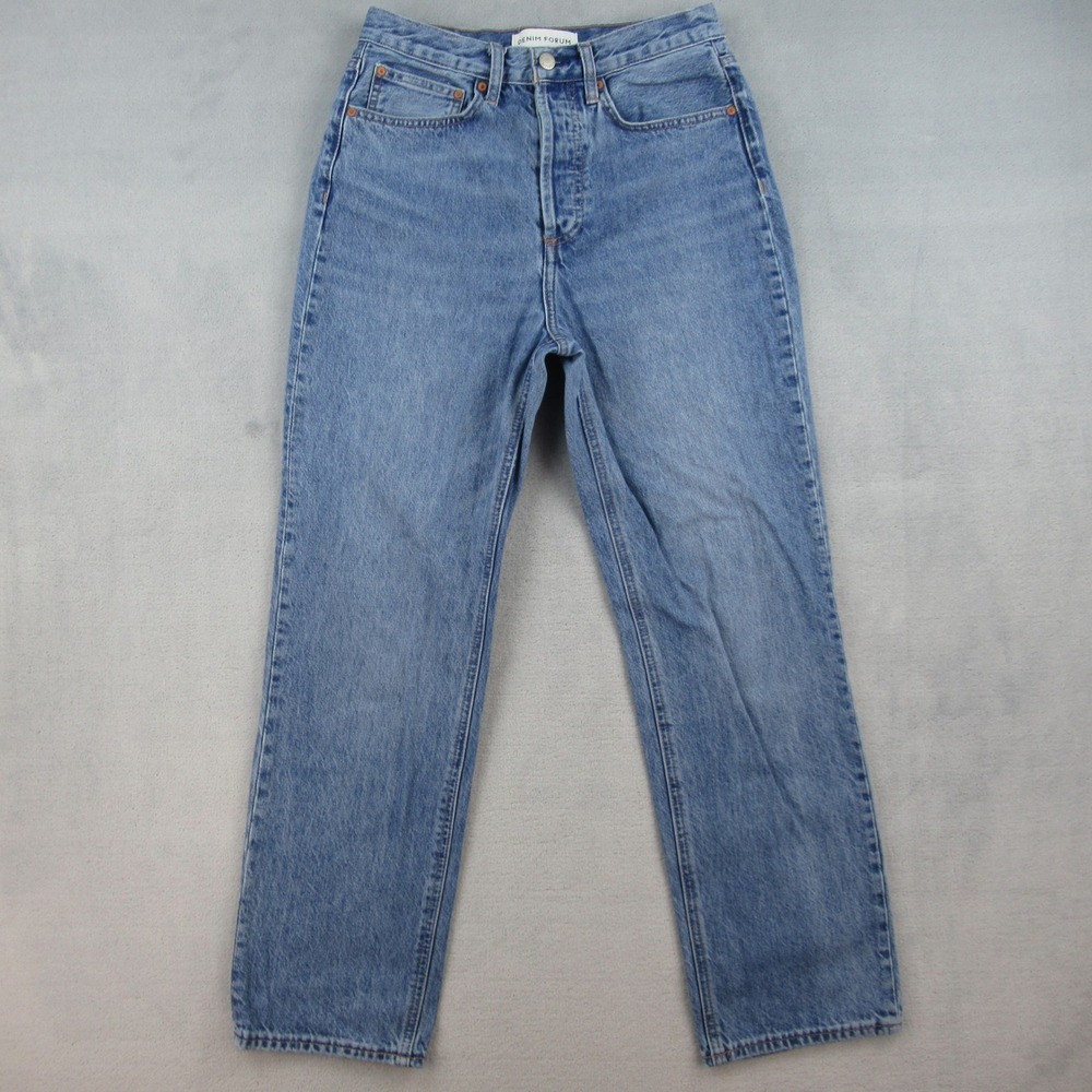 Denim Forum The Joni High Rise Loose 29L Blue Jeans 27 Organic Cotton Aritzia